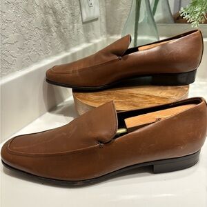 Salvatore Ferragamo Mens Leather Slip On Dress Loafers Tan Size 9 EE